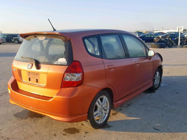 JHMGD38698S051153 - 2008 HONDA FIT SPORT ORANGE photo 4