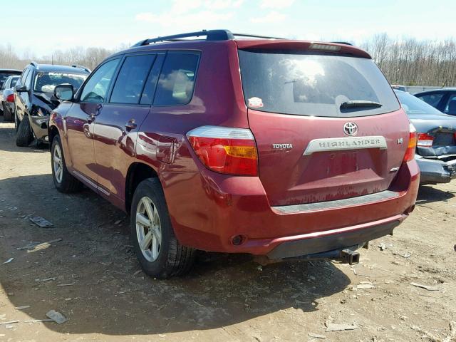 JTEES41A782034303 - 2008 TOYOTA HIGHLANDER RED photo 3