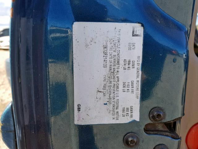 1G2WP12K72F214109 - 2002 PONTIAC GRAND PRIX 蓝色 照片 10