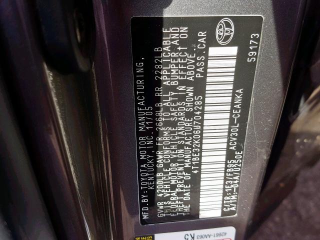 4T1BE32K06U704285 - 2006 TOYOTA CAMRY LE GRAY photo 10