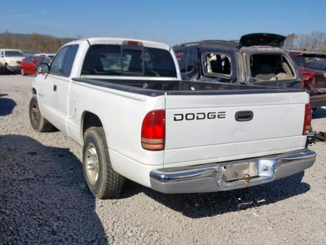 1B7GL22X2YS740886 - 2000 DODGE DAKOTA WHITE photo 3