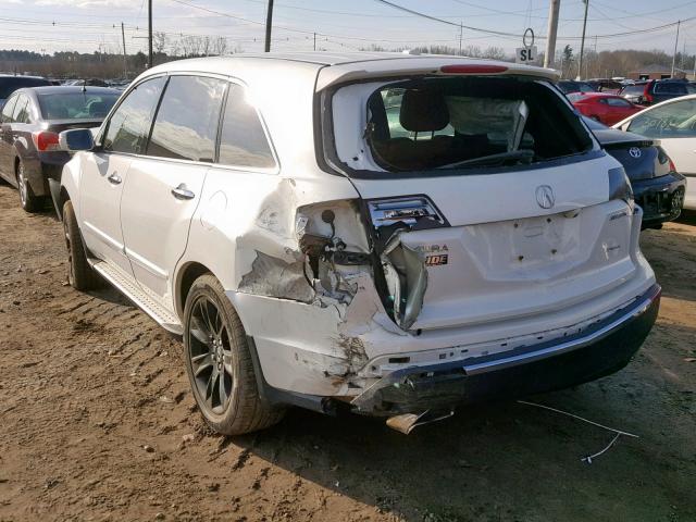 2HNYD2H74BH514768 - 2011 ACURA MDX ADVANC WHITE photo 3