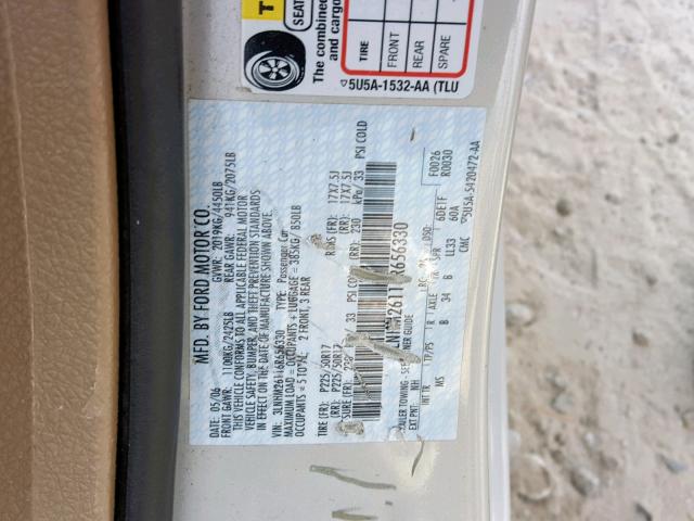 3LNHM26116R656330 - 2006 LINCOLN ZEPHYR BEIGE photo 10