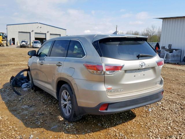 5TDBKRFH2ES023157 - 2014 TOYOTA HIGHLANDER GOLD photo 3