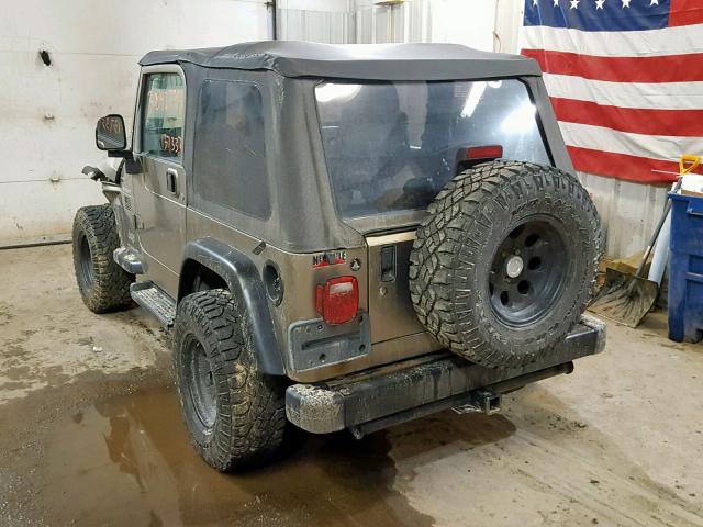 1J4FA49S93P309765 - 2003 JEEP WRANGLER / GRAY photo 3