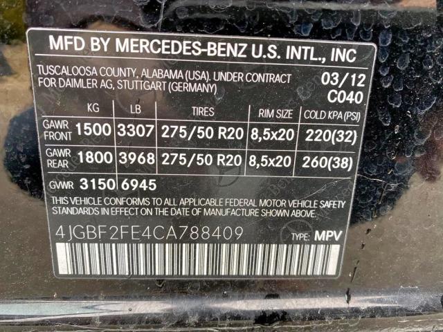 4JGBF2FE4CA788409 - 2012 MERCEDES-BENZ GL 350 BLUETEC  photo 10