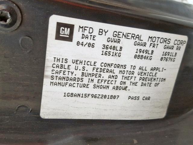 1G8AN15F96Z201807 - 2006 SATURN ION LEVEL 黑色 照片 10