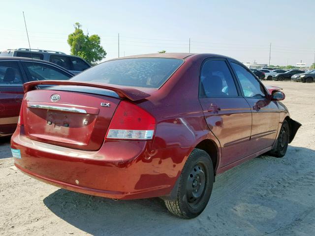 KNAFE121875451551 - 2007 KIA SPECTRA EX BURGUNDY photo 4