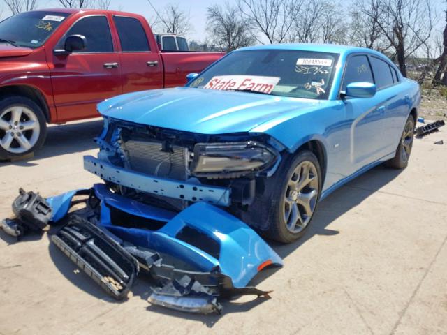 2C3CDXHG2FH817250 - 2015 DODGE CHARGER SX BLUE photo 2