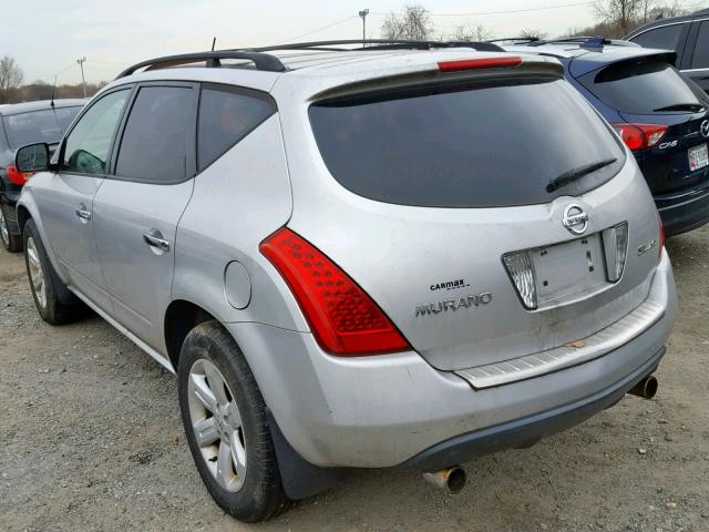 JN8AZ08W26W532055 - 2006 NISSAN MURANO SL SILVER photo 3