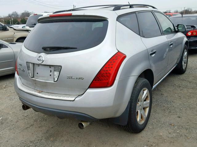 JN8AZ08W26W532055 - 2006 NISSAN MURANO SL SILVER photo 4