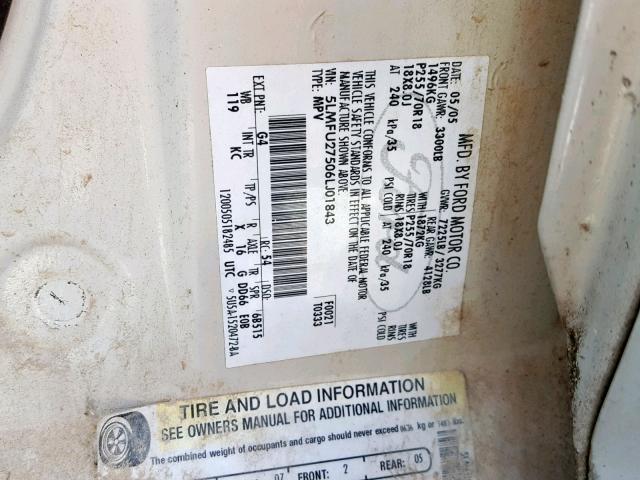 5LMFU27506LJ01843 - 2006 LINCOLN NAVIGATOR Krem foto 10