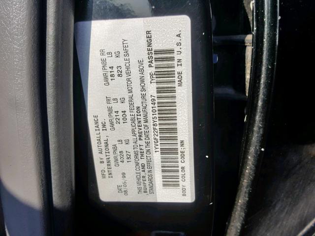 1YVGF22F8Y5101497 - 2000 MAZDA 626 ES BLACK photo 10