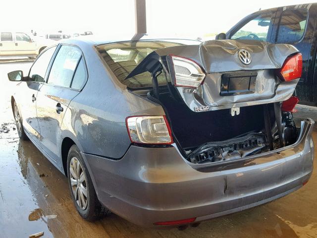 3VW2K7AJ9BM066269 - 2011 VOLKSWAGEN JETTA BASE CHARCOAL photo 3