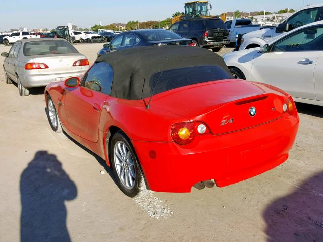 4USBT33584LS51498 - 2004 BMW Z4 2.5 RED photo 3