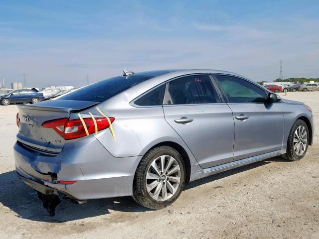 5NPE34AF0FH052991 - 2015 HYUNDAI SONATA SPO SILVER photo 4