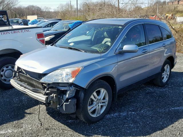 5J6RE4H74BL050381 - 2011 HONDA CR-V EXL BLUE photo 2