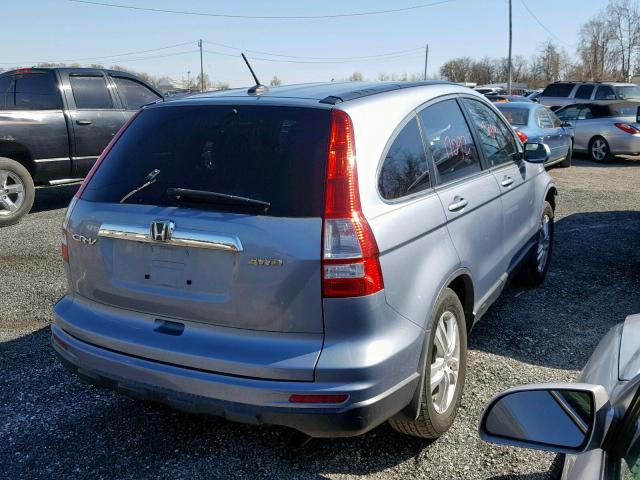 5J6RE4H74BL050381 - 2011 HONDA CR-V EXL BLUE photo 4