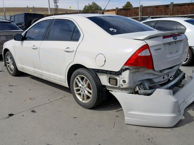 3FAHP0GA1CR365634 - 2012 FORD FUSION S WHITE photo 3