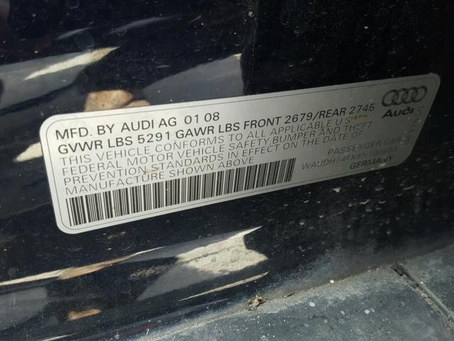 WAUDH74FX8N100653 - 2008 AUDI A6 3.2 QUA BLUE photo 10