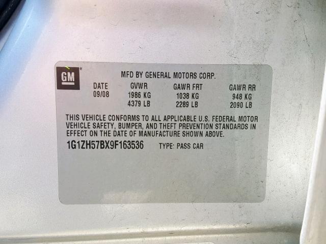 1G1ZH57BX9F163536 - 2009 CHEVROLET MALIBU 1LT 银色 照片 10