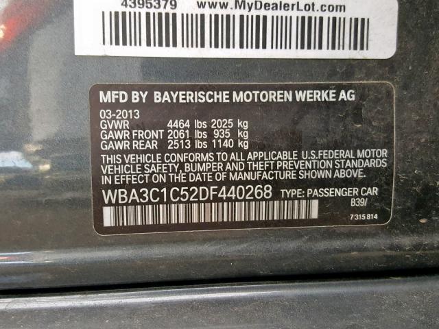 WBA3C1C52DF440268 - 2013 BMW 328 I SULE GRAY photo 10