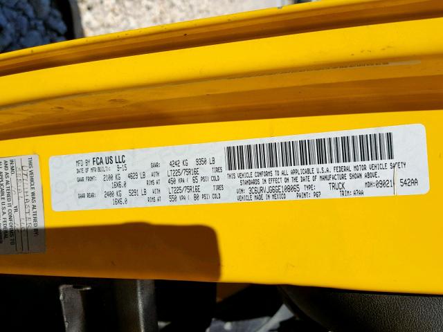 3C6URVJG6GE108065 - 2016 RAM PROMASTER 黄色 照片 10