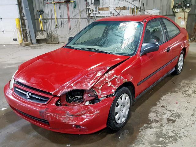 1HGEJ6224XL061639 - 1999 HONDA CIVIC DX RED photo 2