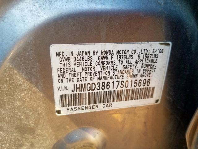 JHMGD38617S015696 - 2007 HONDA FIT S  照片 10