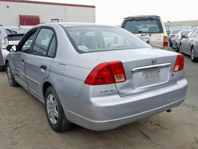 1HGES16591L073233 - 2001 HONDA CIVIC LX SILVER photo 3