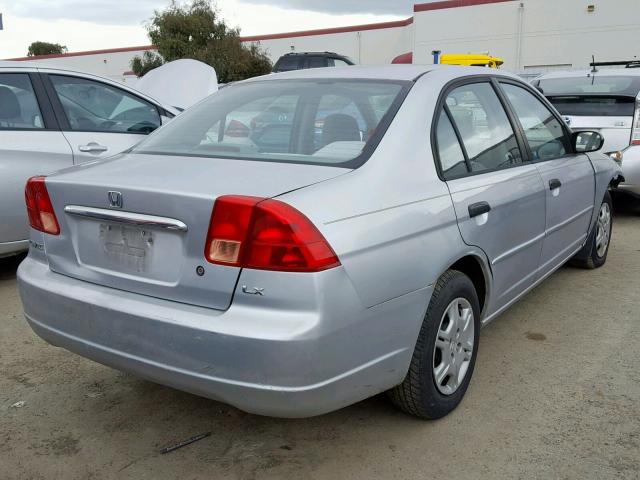 1HGES16591L073233 - 2001 HONDA CIVIC LX SILVER photo 4