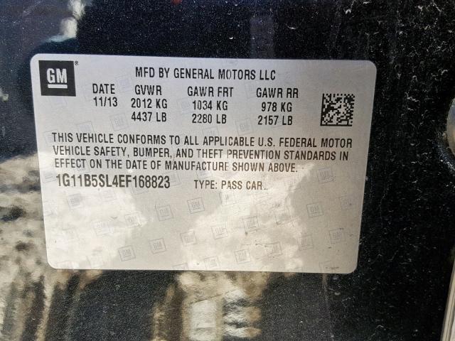 1G11B5SL4EF168823 - 2014 CHEVROLET MALIBU LS 黑色 照片 10