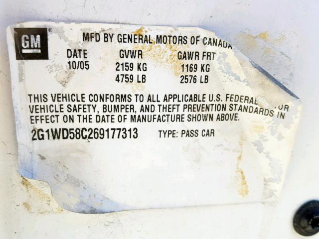 2G1WD58C269177313 - 2006 CHEVROLET IMPALA SUP 白色 照片 10