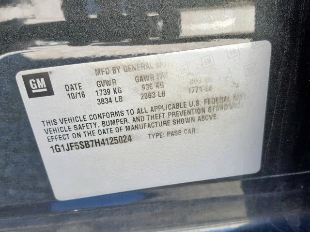 1G1JF5SB7H4125024 - 2017 CHEVROLET SONIC PREM SILVER photo 10