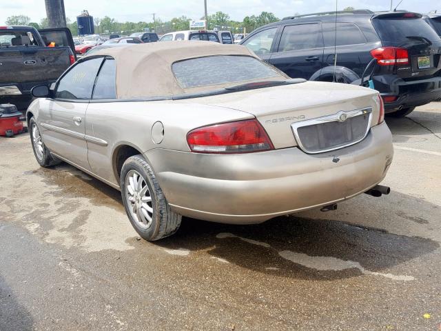 1C3EL55R92N171115 - 2002 CHRYSLER SEBRING LX GOLD photo 3