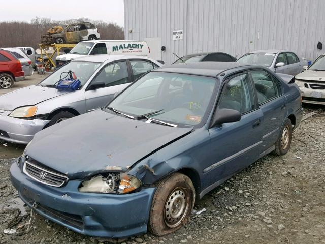 1HGEJ6525TL013640 - 1996 HONDA CIVIC DX BLUE photo 2