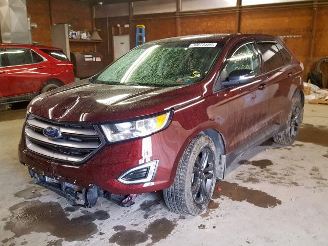 2FMPK4J91JBC05626 - 2018 FORD EDGE SEL BURGUNDY photo 2