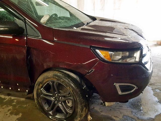 2FMPK4J91JBC05626 - 2018 FORD EDGE SEL BURGUNDY photo 9