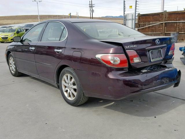 JTHBA30G545008624 - 2004 LEXUS ES 330 BURGUNDY photo 3