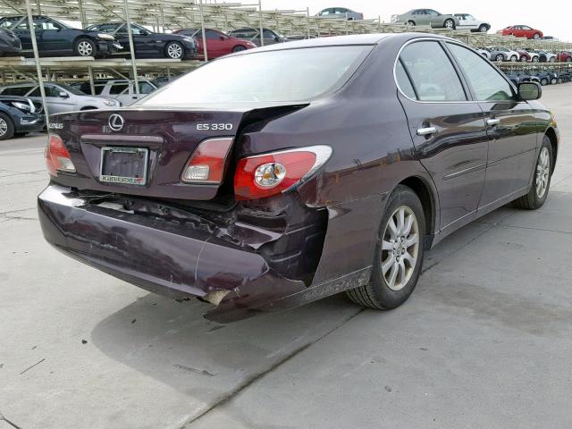 JTHBA30G545008624 - 2004 LEXUS ES 330 BURGUNDY photo 4