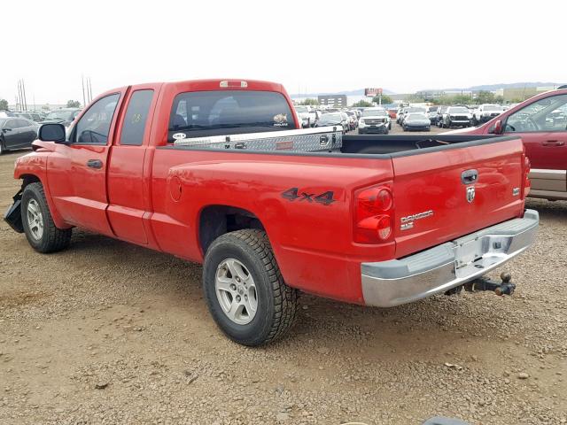 1D7HW42N25S309844 - 2005 DODGE DAKOTA SLT RED photo 3