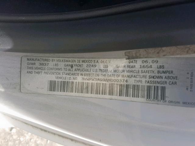 3VWPW3AG9AM000374 - 2010 VOLKSWAGEN NEW BEETLE თეთრი ფოტო 10