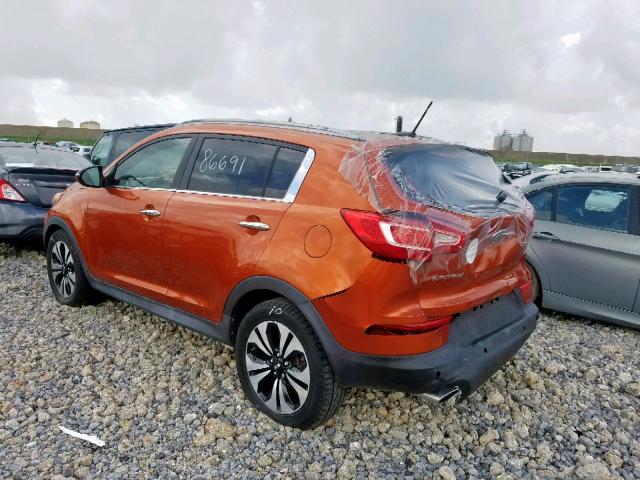 KNDPC3A69B7150970 - 2011 KIA SPORTAGE E ORANGE photo 3