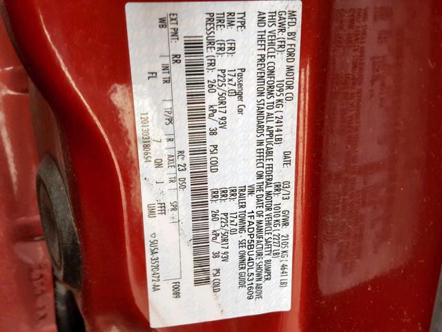 1FADP5BU4DL531609 - 2013 FORD C-MAX SEL RED photo 10