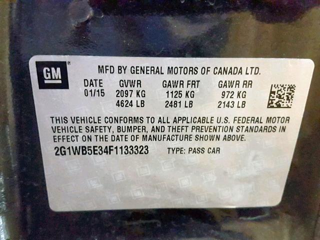 2G1WB5E34F1133323 - 2015 CHEVROLET IMPALA LIM CHARCOAL photo 10