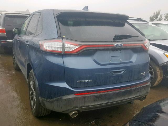 2FMPK4J84JBB53559 - 2018 FORD EDGE SEL BLUE photo 3