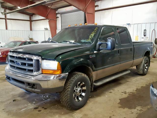 1FTSW31F9XEB22154 - 1999 FORD F350 SRW S GREEN photo 2