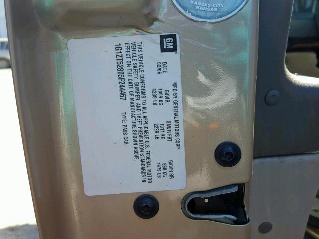 1G1ZT52805F244467 - 2005 CHEVROLET MALIBU LS BEIGE photo 10