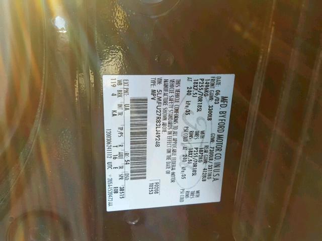 5LMFU27R83LJ49248 - 2003 LINCOLN NAVIGATOR Qara foto 10