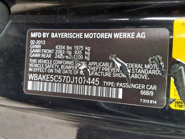 WBAKE5C57DJ107445 - 2013 BMW 328 I SULE BLACK photo 10